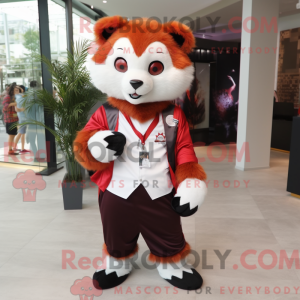 Hvid rød panda maskot...