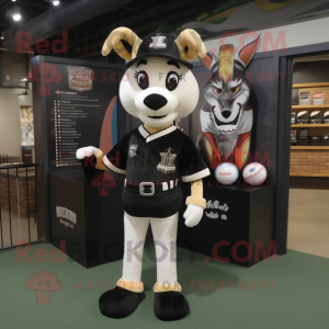 Black Gazelle mascot costume character dressed with a Baseball Tee and Coin purses