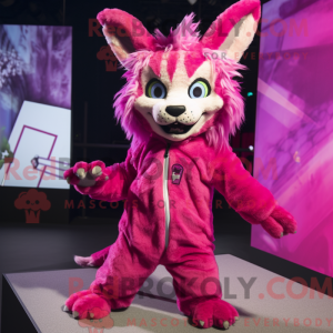 Magenta Lynx mascot costume...