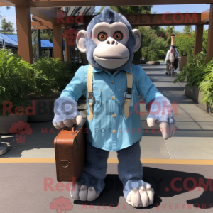 Sky Blue Chimpanzee mascot...