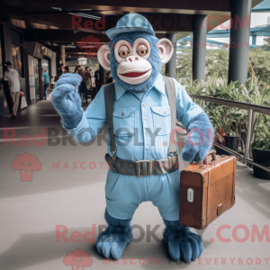 Himmelblå chimpanse maskot...
