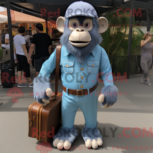 Sky Blue Chimpanzee mascot...