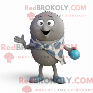 Gray Petanque Ball mascot...