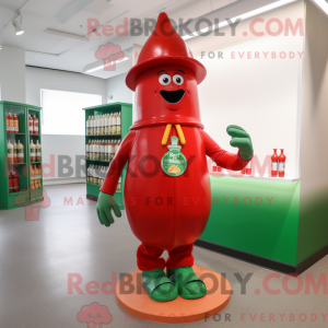 Grøn flaske ketchup maskot...
