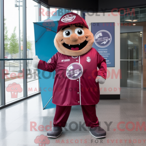 Maroon Pizza maskot kostume...
