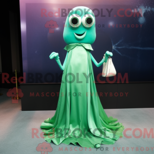 Green Squid mascot costume...