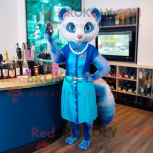 Blauwe fret mascottekostuum...