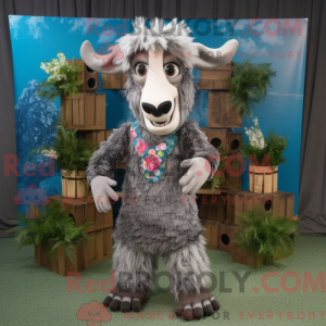 Grijze geit mascottekostuum...