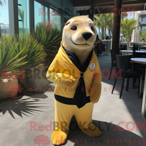 Guld søløve maskot kostume...