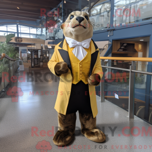 Guld søløve maskot kostume...