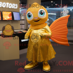 Guld laks maskot kostume...