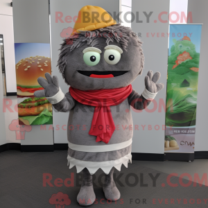 Gray Hamburger mascot...