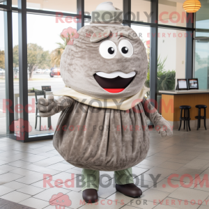 Grå hamburger maskot...