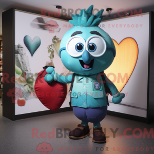 Postava maskota Teal Heart...