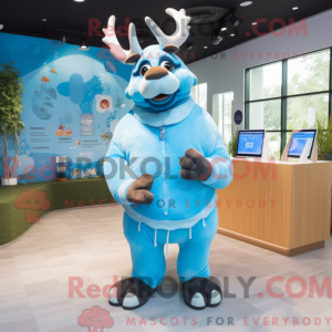 Sky Blue Elk maskot kostume...