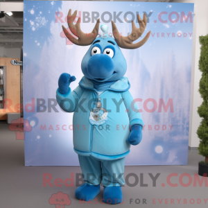 Sky Blue Elk maskot kostume...