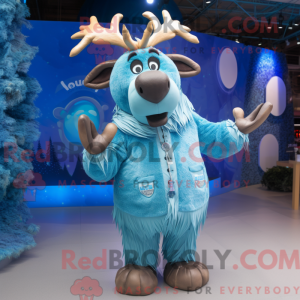 Sky Blue Elk maskot kostume...