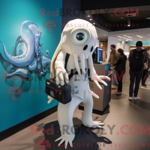 Hvid Kraken maskot kostume...