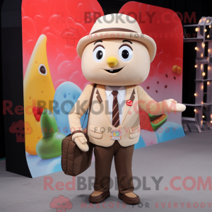 Beige Candy maskot kostume...