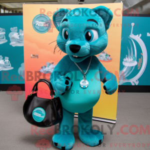 Teal Panther mascot costume...