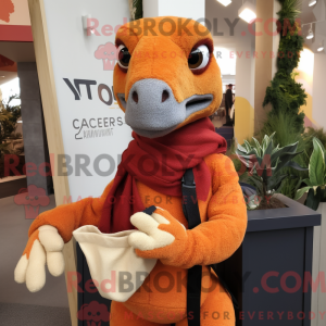 Orange Utahraptor maskot...