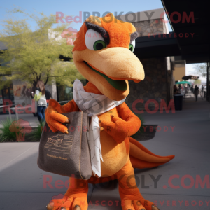 Orange Utahraptor mascot...