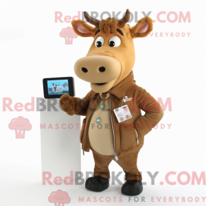 Tan Jersey Cow mascot...