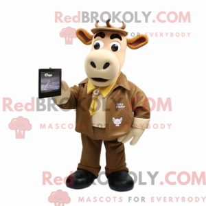 Tan Jersey Cow mascot...