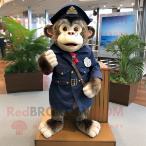 Navy Monkey mascot costume character dressed with a Cargo Shorts and Shawl pins