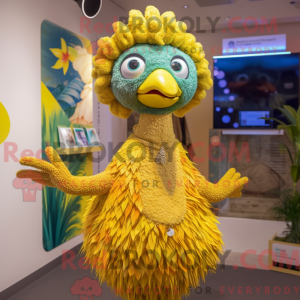 Gul påfugl maskot kostume...