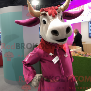 Magenta Zebu maskot kostume...