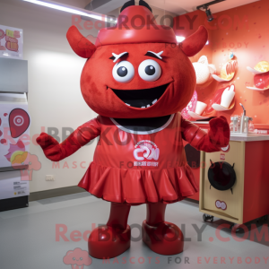 Red Bbq Ribs mascot costume...