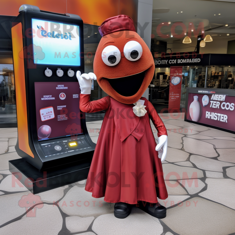 Rust Phone mascot costume character dressed with a Ball Gown and Pocket squares Rust Phone mascot costume character dressed with a Ball Gown and Pocket squares