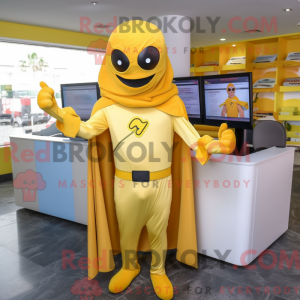 Yellow Superhero mascot...