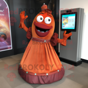 Rust Phone mascot costume character dressed with a Ball Gown and Pocket squares