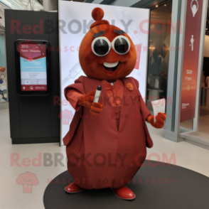 Rust Phone mascot costume character dressed with a Ball Gown and Pocket squares