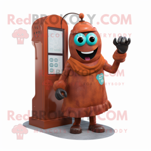 Rust Phone mascot costume character dressed with a Ball Gown and Pocket squares