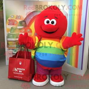 Red Rainbow maskot kostume...