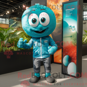 Teal Rugby Ball mascot...