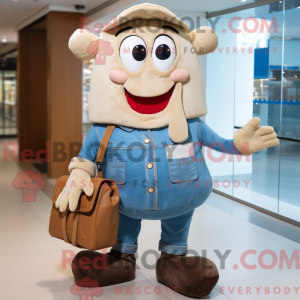 Beige Steak mascot costume...