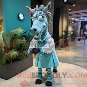 Cyan Quagga maskot kostume...
