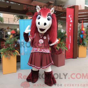 Maroon Mare maskot kostume...
