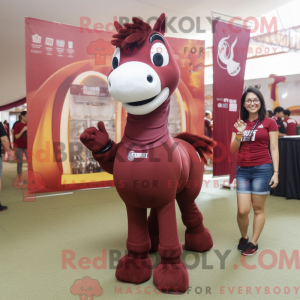Maroon Mare mascottekostuum...
