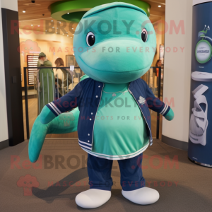 Green Blue Whale maskot...