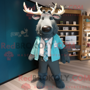 Cyan Elk maskot kostume...