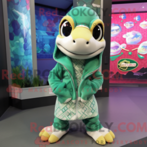 Python maskotdräkt klädd med en munkjacka och örhängen - Python Mascots - REBROKO_331260 - RedBrokoly.com