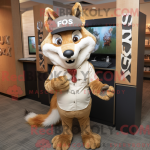 Tan Fox maskot kostume...