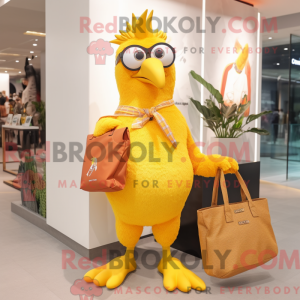 Guld spætte maskot kostume...
