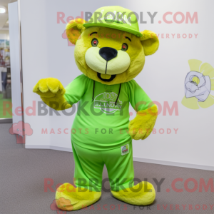Lime Green Lion maskot...