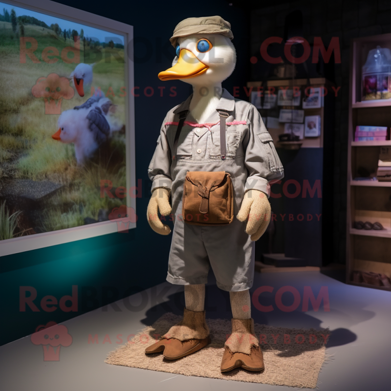 nan Goose mascot costume character dressed with a Cargo Shorts and Gloves nan Goose mascot costume character dressed with a Cargo Shorts and Gloves